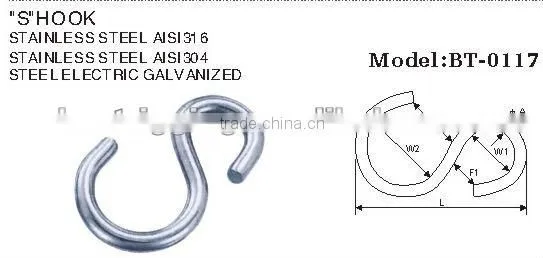 Zinc Plated Hot Sale Various Metal Small Tensile S Shaped Closing Hanger Hooks