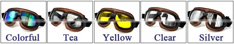 BJ-GT-008 New Style Silver Lens Brown Leather Racing Motocross Goggles
