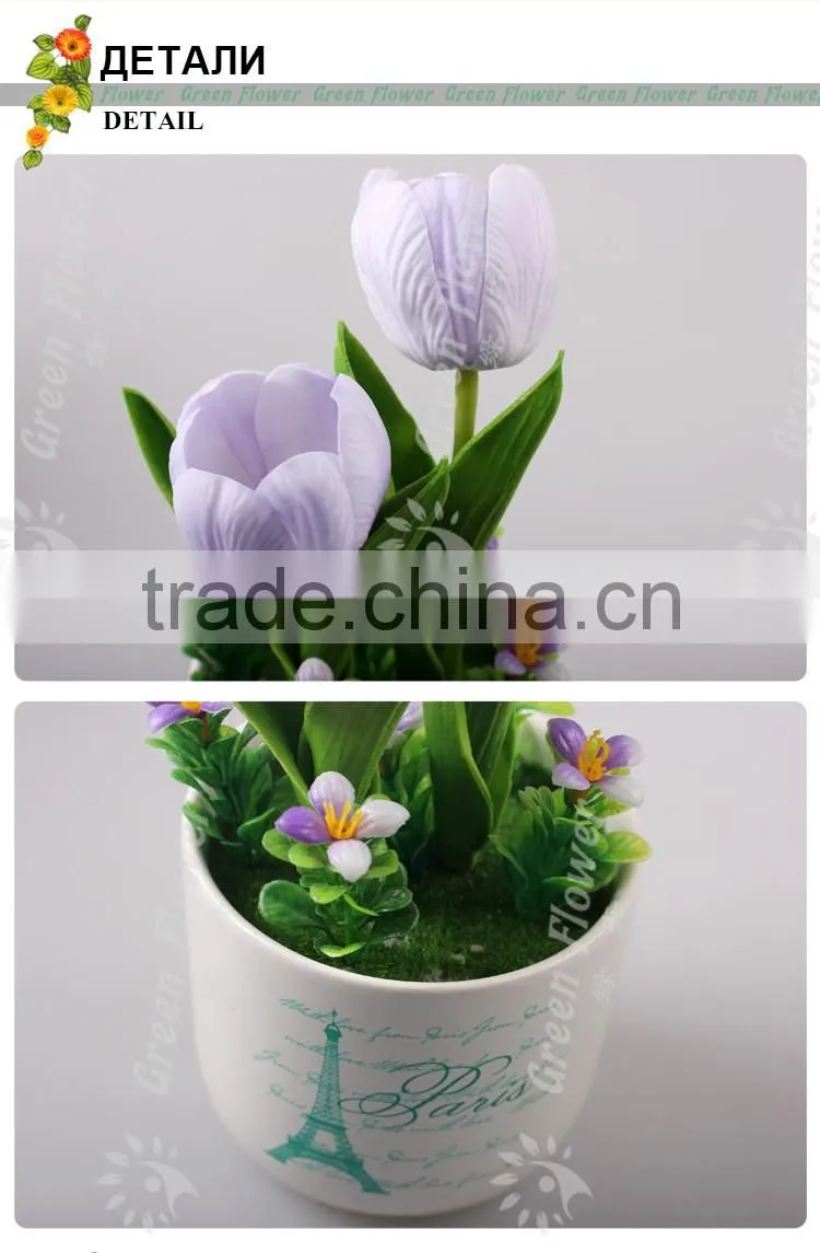 2016 Wholesale Multicolor Latex Artificial PU Flowers Tulip bonsai Real Touch Bouquet Wedding Bridal Decor Display Flower