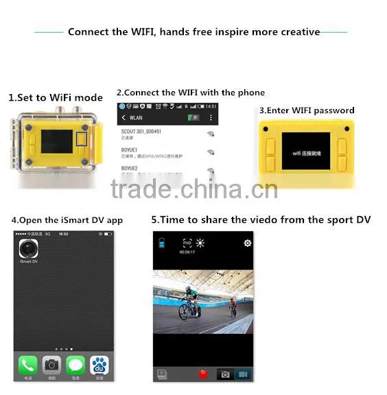 2016 Newest 2.0 inch 170 degree 4K action camera sport dv with slow motion function