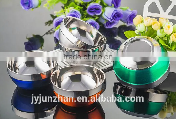 Stainless Steel clorful salad bowl with nice design and high quality made by Junzhan Factory directly