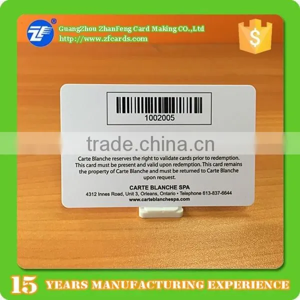 Matte surface printed PVC salon spa gift card barcode