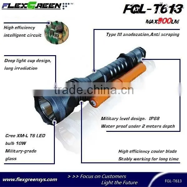 18650 battery hard anodizing T6 military LED flashlight