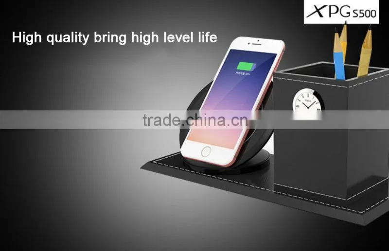 Newest Design Qi Wireless Charger Dock With Pen Vase And Clock For Samsung S6 S7 Edge Fast Charging Pad Holder
