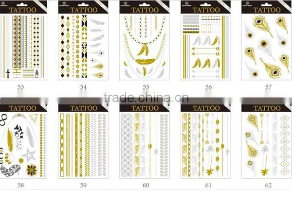 Metallic Gold Silver Black Jewelry Temporary Bling Tattoo