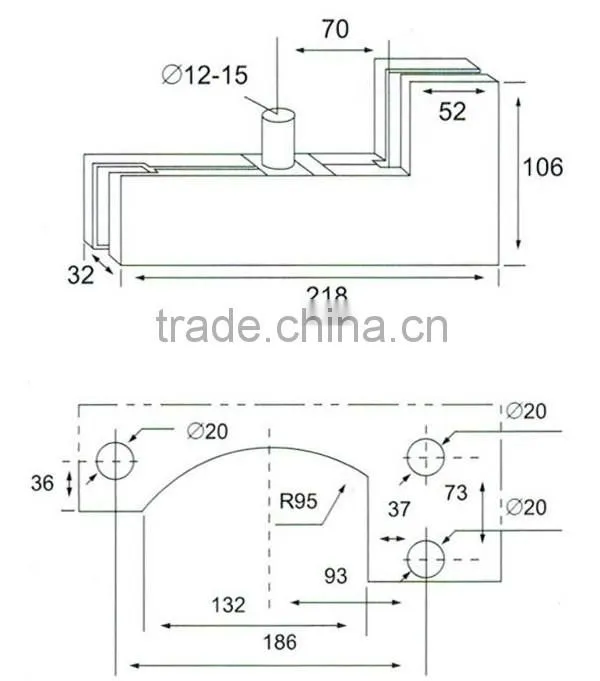 High quality Stainless Steel curve hinge for glass door