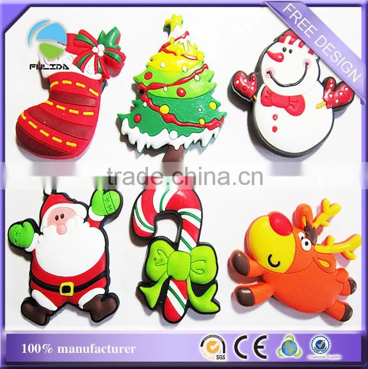 custom winter snowman plastic rubber decorating fridge magnet