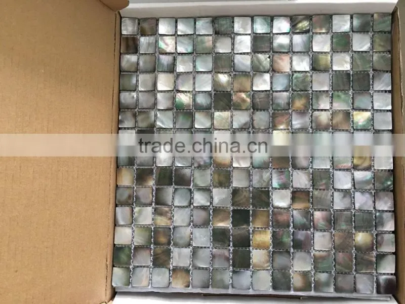 Factory supplier Blacklip sea shell mosaic sheet,with joints on mesh,bathroom tile