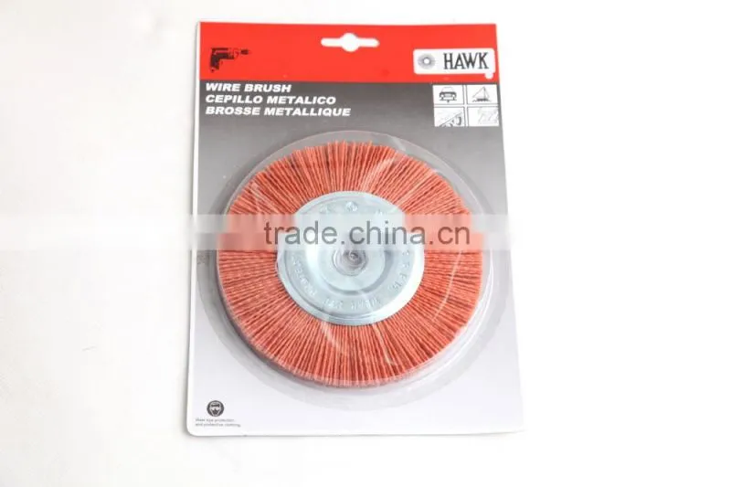 nylon wire wheel brushes packed on display cards, diameter 150mm or 6"