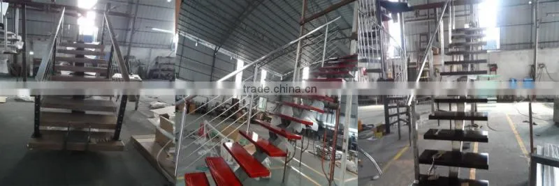 U shape modern indoor attic prefab metal used wood stairs
