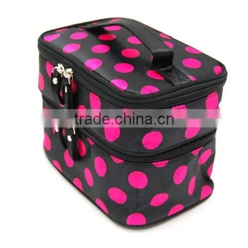 Black And White Dot Pattern Two Layers Makeup Case Bag