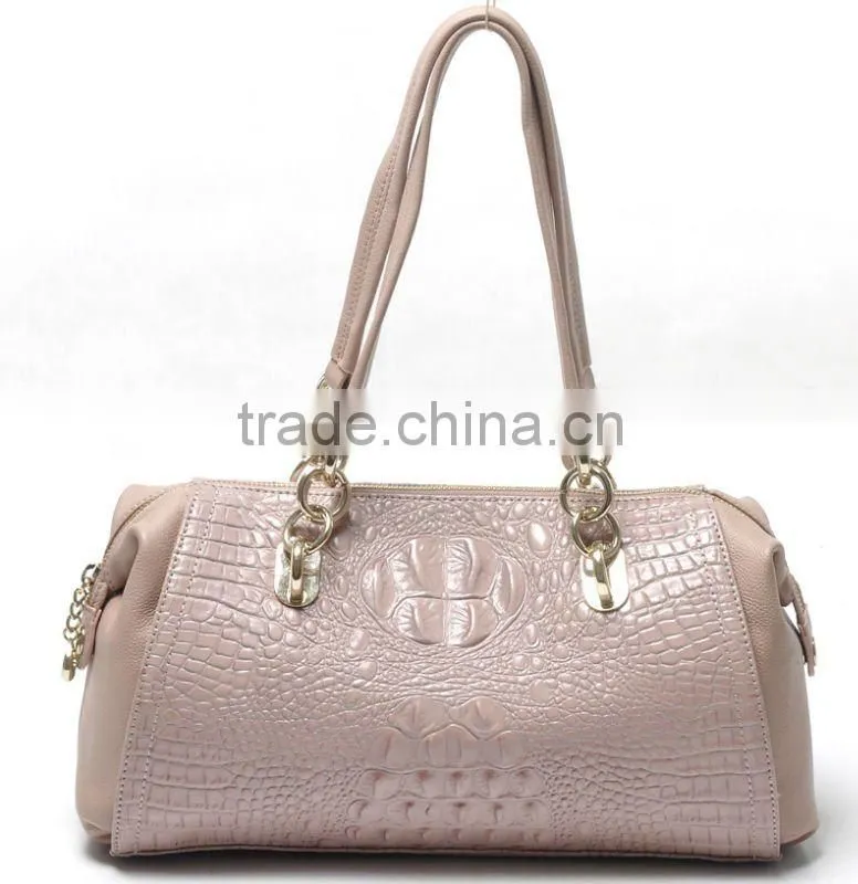 New arrival! Pink crocodile leather large satchel bags 2012 fashion trend