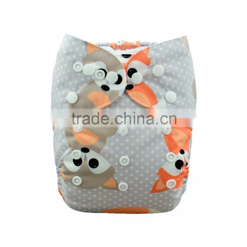 Alva 2016 Fox Pattern Free Shipping Wholesaler of Baby Cloth Diapers