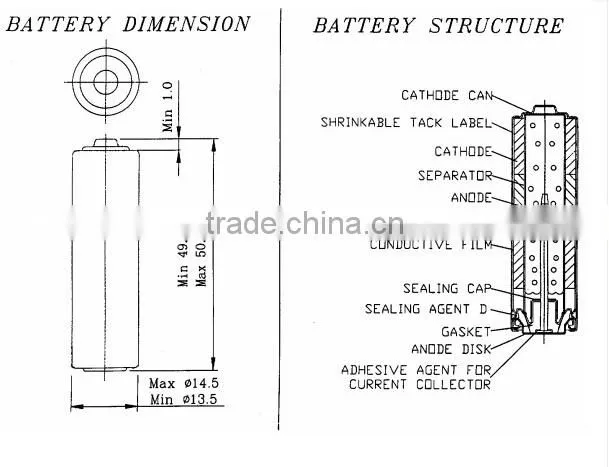 High Quality LR6 Size aa AM3 1.5V Battery for Flashlight