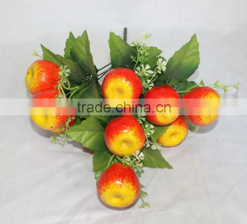 home decoration,12 heads yellow-red bulk cheap artificial foam apple plants making