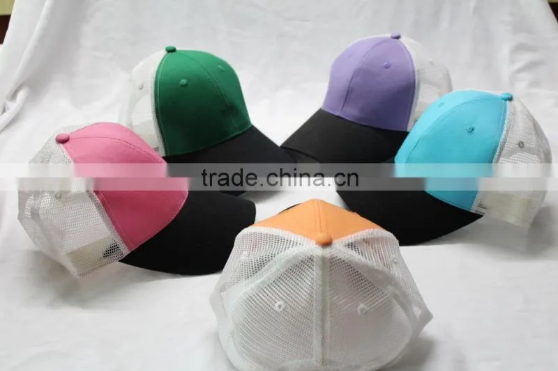 Black visor 6 panel hat summer mesh trucker cap with custom brand