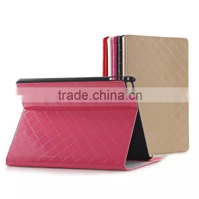 lattice leather stand case for ipad air 2, with sleep and wake function case for ipad 6