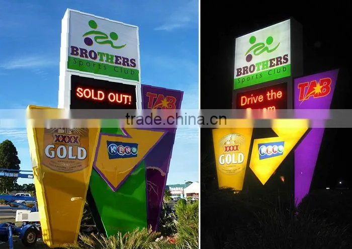 large colorful standing pylon signboard