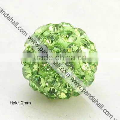 Polymer Clay Rhinestone Beads, Grade A, Round, Peridot(RB-C1438-10mm-A07)