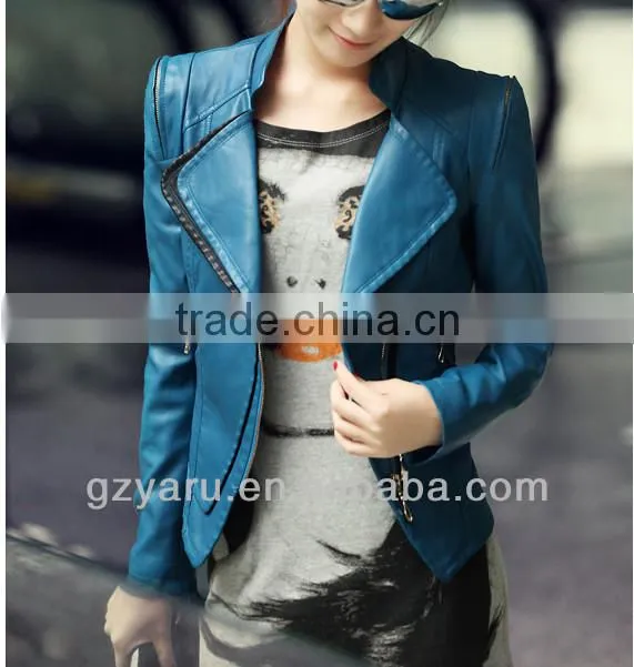 Korean Office Lady PU Leather Jacket Design