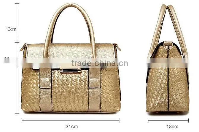 2016 China Wholesale Knitted PU Handbag And Purse Set