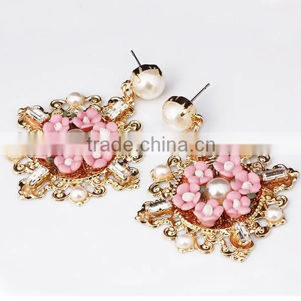 instock enamel beads soft ceramic shaped flower earring
