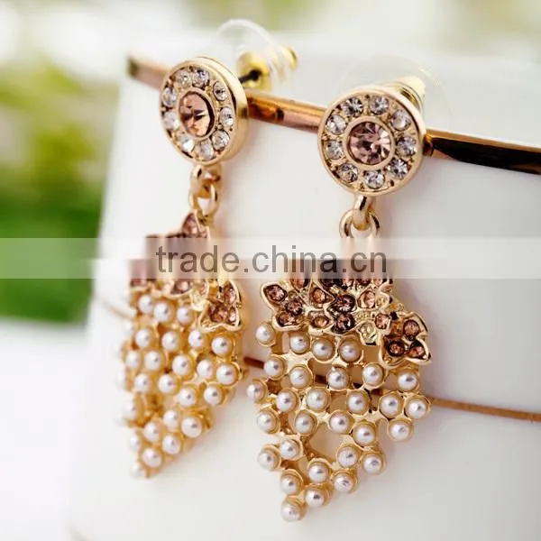 wholesale designer jewelry leaf traditional cheap pearl earrings