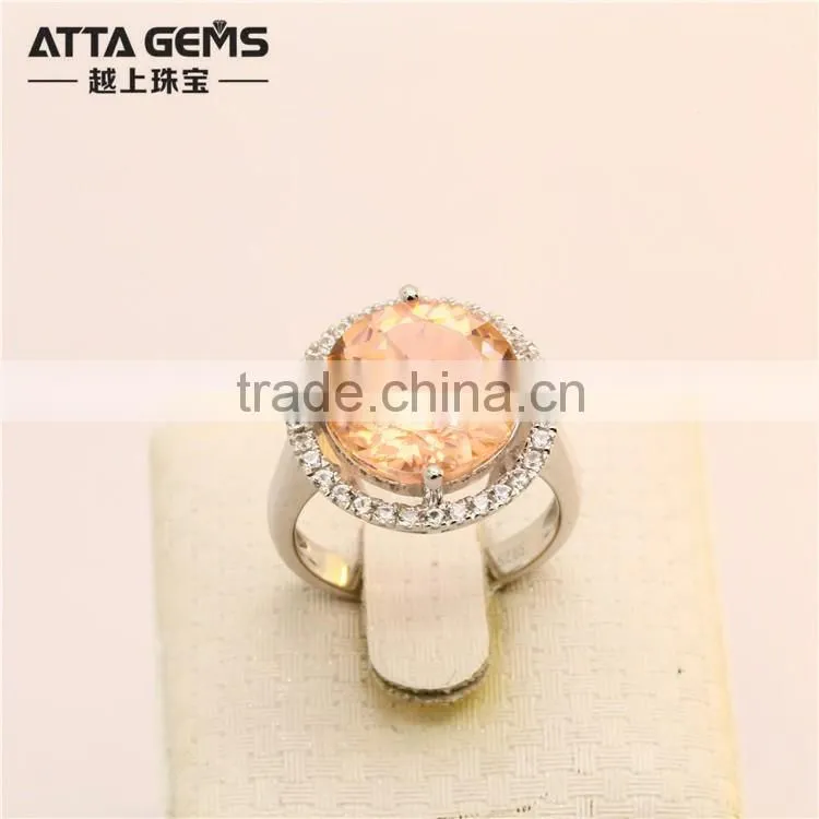fashion created morganite #777 round shape 925 silver ring for women