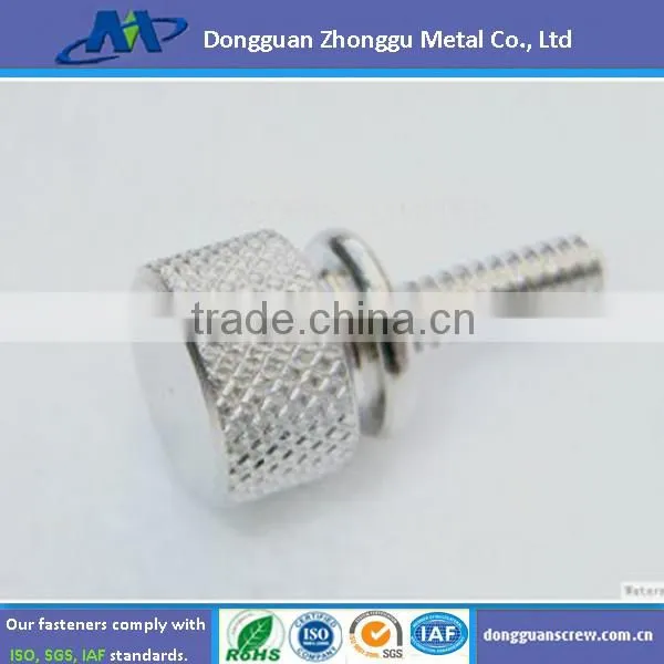 m4 Stainless Steel Slot Drive Knurled Thumb Screw, Straight Knurling Captive screws