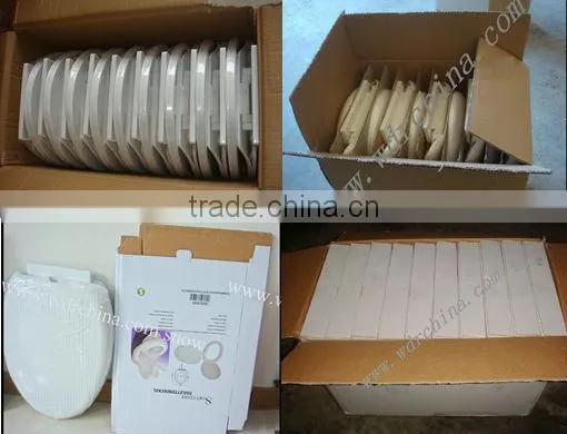 Elongated slow closing hinge European style toilet seat