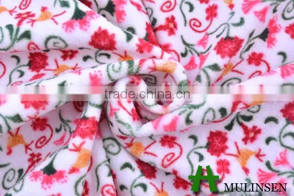 Shaoxing Mulinsen polyester petunia printing fabric korean velvet
