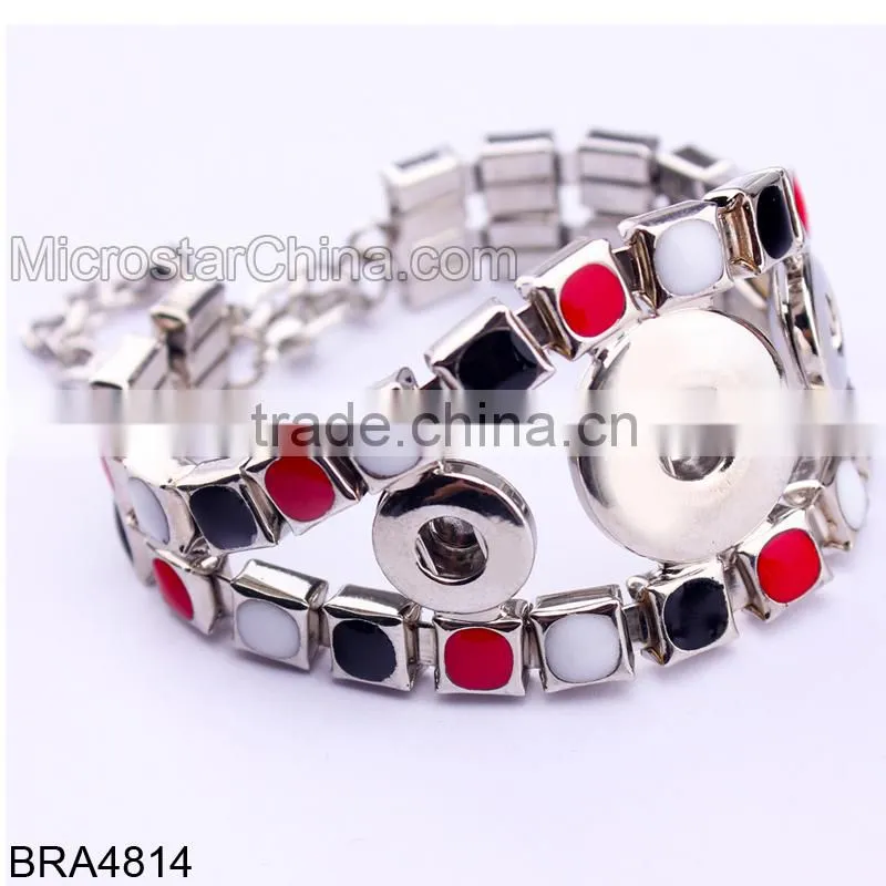 Hot New Products for 2015 Multichain Colorful Rope Custom Snap Button Bracelet
