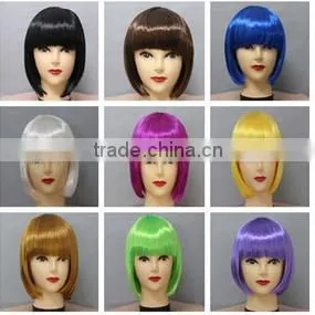 Short Synthetic Wig Mixed Colors Machine Made Lace Wigs Accept Samll Order