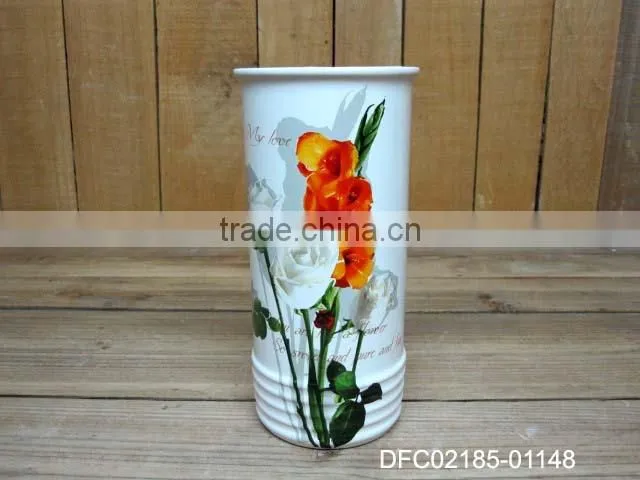 Chinese ink decal ceramic 6pcs canisters set with wood stand
