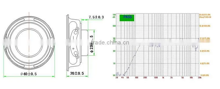 FBS40N-21 40mm mylar speaker double magnetic inner magnetic speaker ROHS (FBELE)