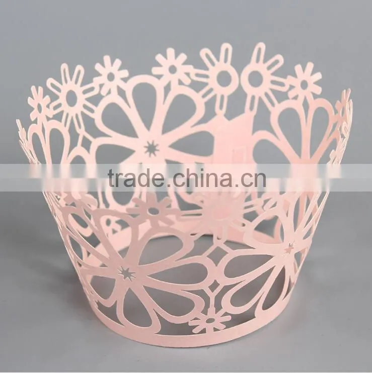 Hot sale 3D pop up paper wrappers for wedding and party cupcake wholesale