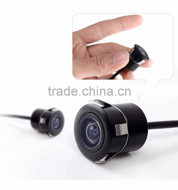 Drill hole bullet style wide angle rear view camera with parking guidelines