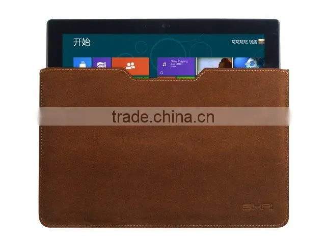 SIKAI Brown Textured Leather Sleeve Case for Microsoft Surface RT 10.6