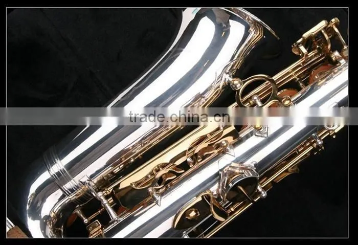 Cupid Professionl Silver gold double color tenor Saxophone with case