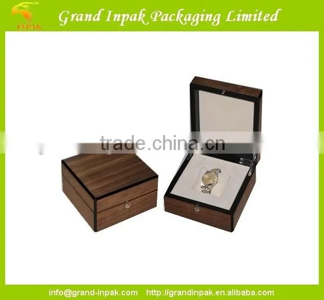 Elm burl wooden watch display case for 8 with lock