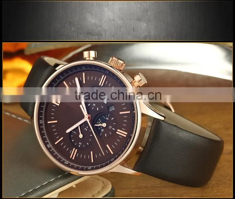 Alibaba Express Hot Selling Round Face Watch,Fashion Sport Watch For Men,Vogue Genuine Leather Watch Men With Japan Movt