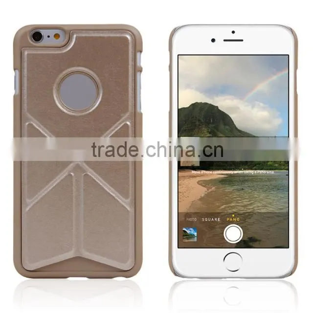 Factory Wholesale Phone Case for Apple iPhone 6 Plus Case Leather Creative origami folding stand for hands