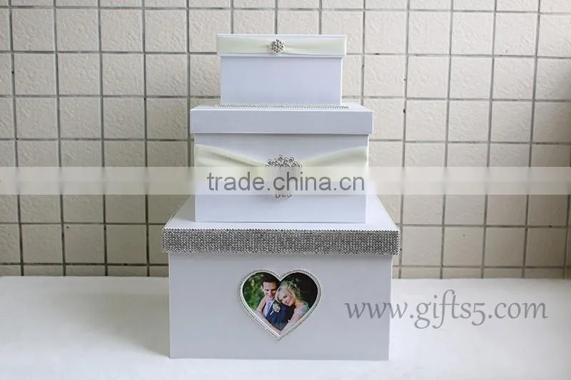 Luxury handmade card boxes for weddings with photo frame