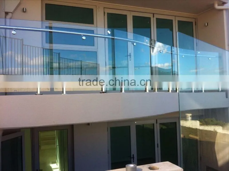 Safety Glass Fence Design By Stainless Steel Spigots With Tempered Glass Sheet Combination/Frameless Glass Railing