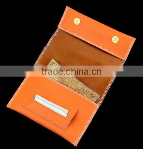 Newest generation leather tobacco pouch with cigarette rolling paper holder slot