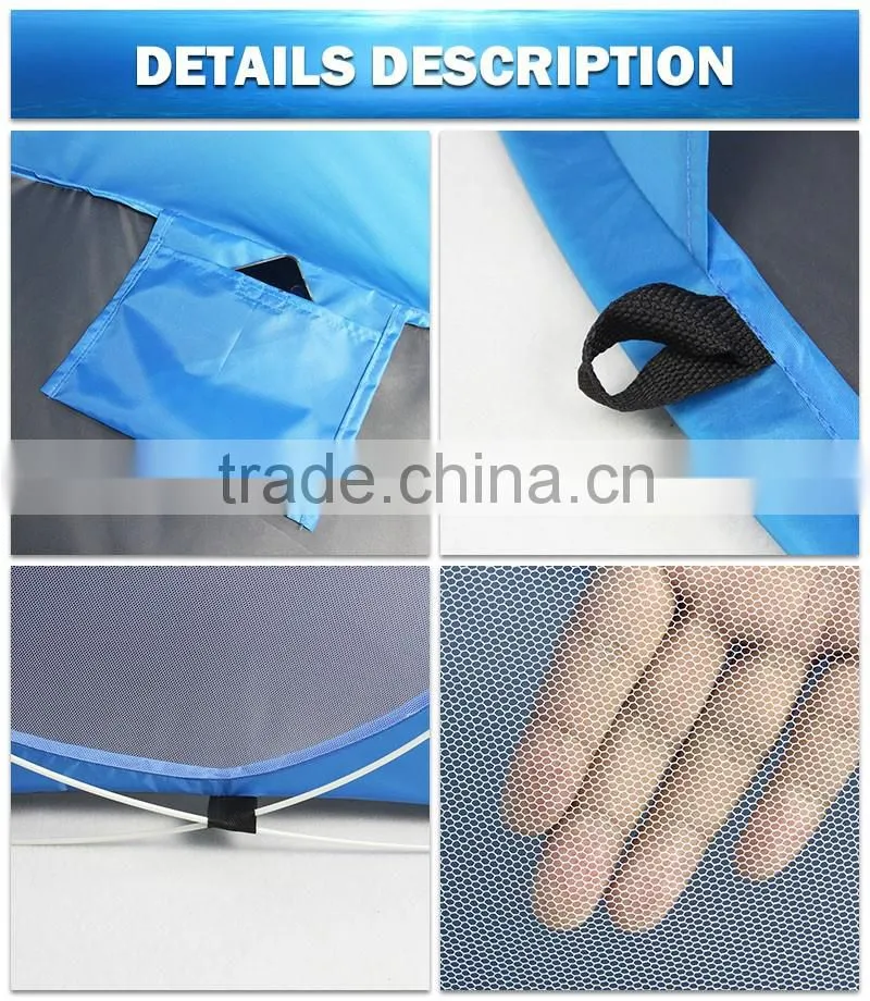High Silver Coated Polyester Pop up Beach Tent