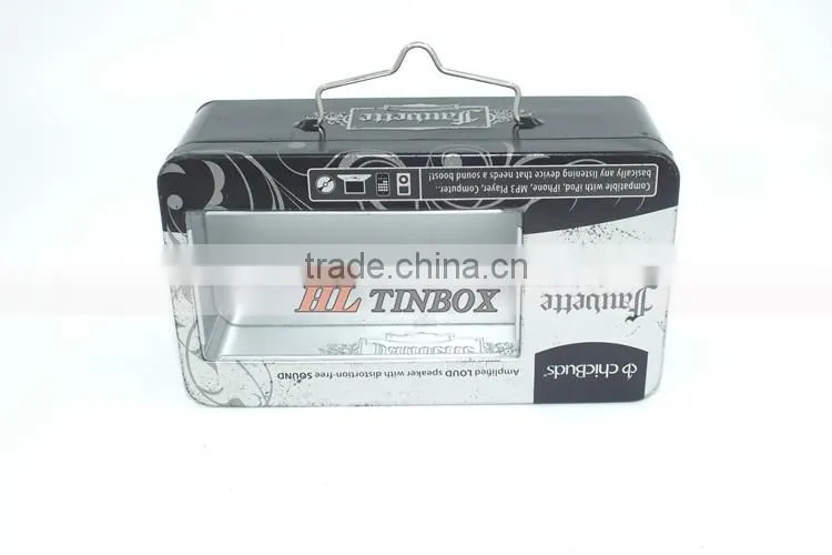 Rectangular Tin Box with Clear PVC Window with Handle