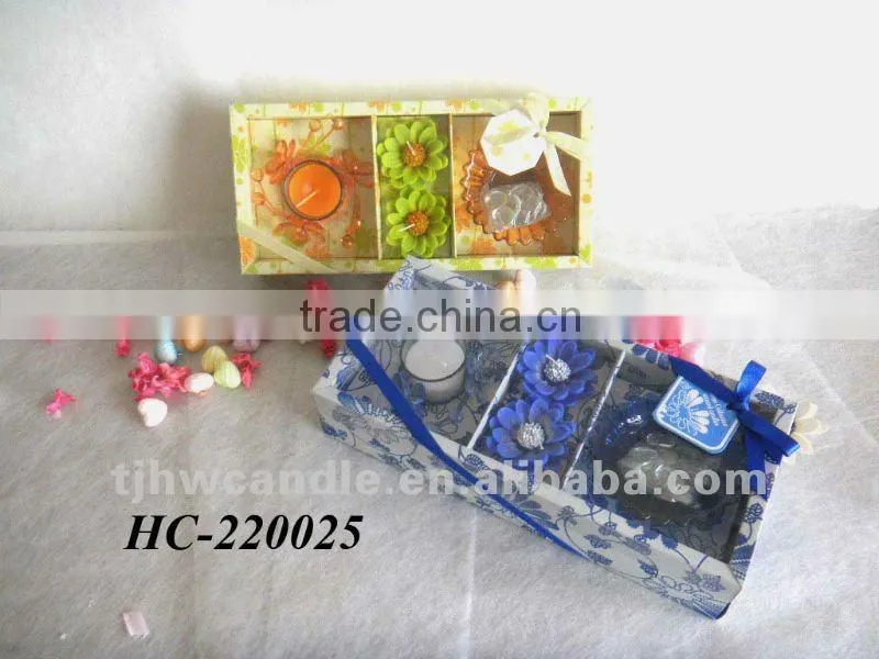 floating flowers candle with candle holder gift set