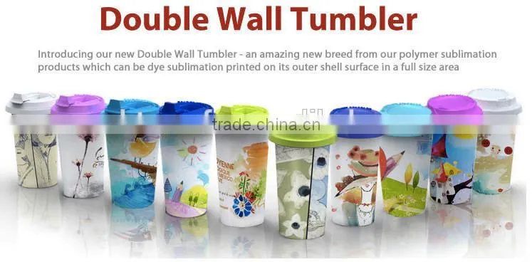 Polymer Blank Sublimation Double Wall Tumbler , kid water bottle with flip-lock lid