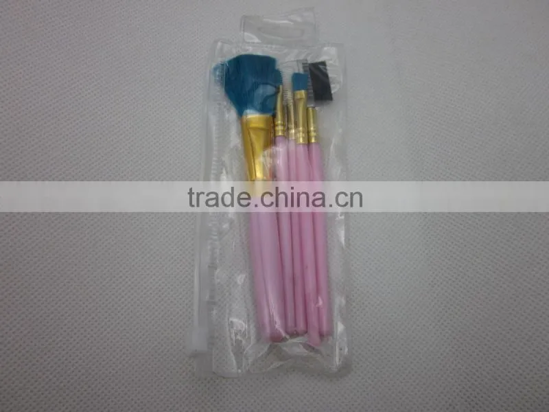 5 pcs pink color promotional cosmetic brush set for girl makeup